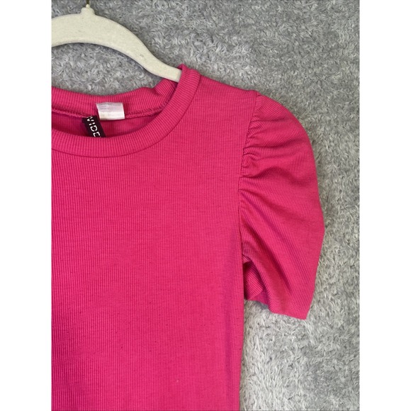 Divided H&M Women's Ribbed Pink Short Sleeve Bodycon Dress Size XS - Picture 2 of 6